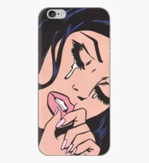 Vinilo o funda para iPhone Chica cómica que llora del pelo negro