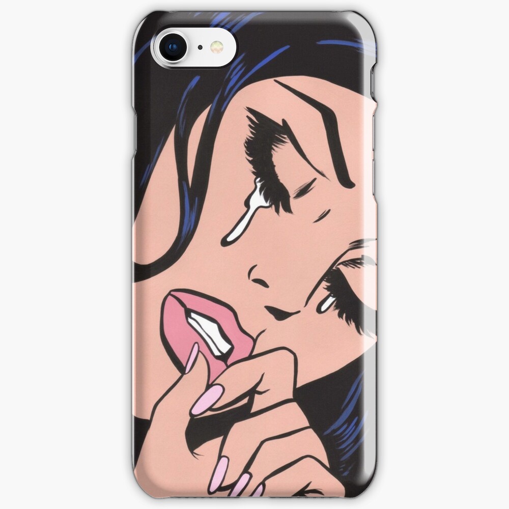 Black Hair Crying Comic Girl iPhone Case & Cover