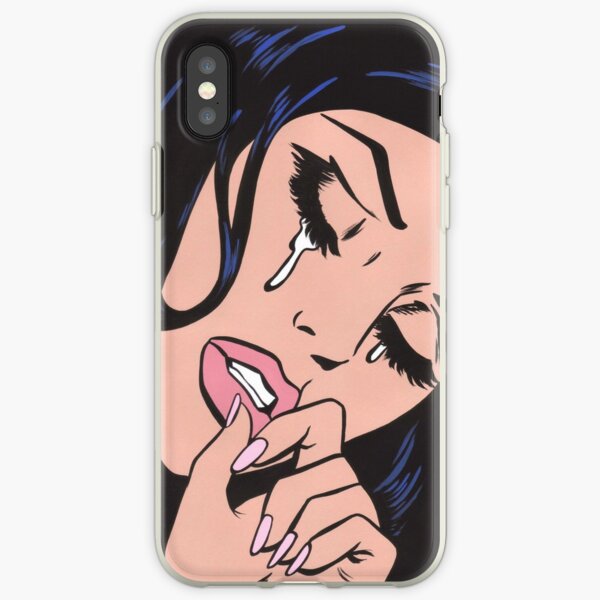Black Hair Crying Comic Girl iPhone Soft Case