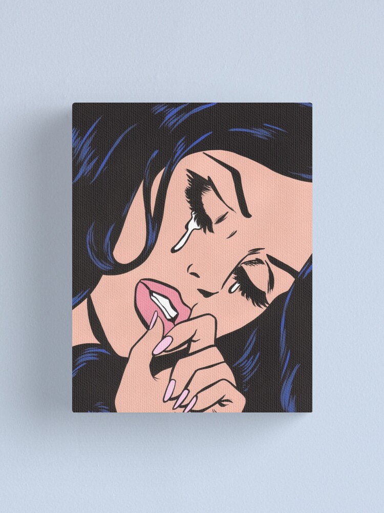 Alternate view of Black Hair Crying Comic Girl Canvas Print