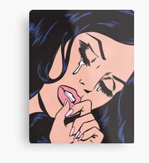 Black Hair Crying Comic Girl Metal Print