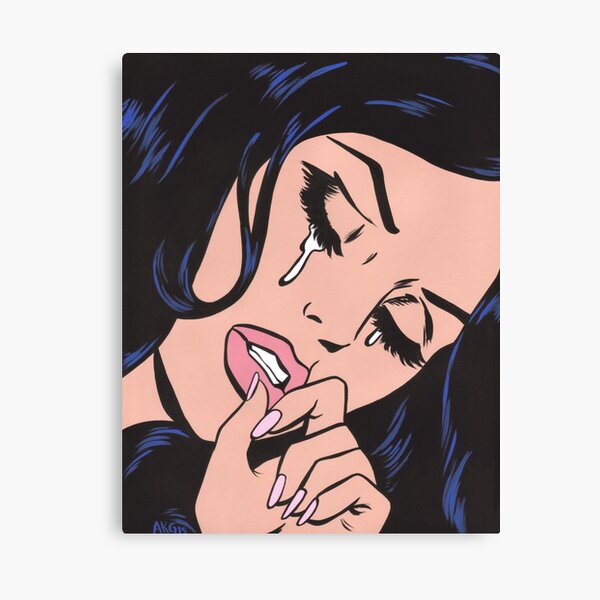 Disover Black Hair Crying Comic Girl | Canvas Print