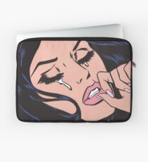 Black Hair Crying Comic Girl Laptop Sleeve
