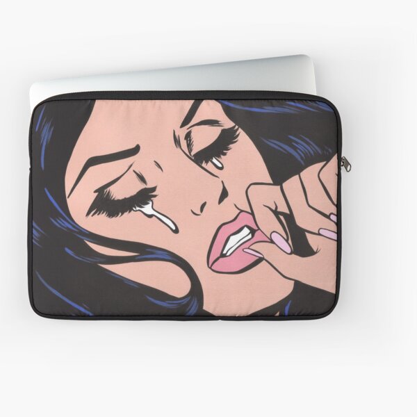 Black Hair Crying Comic Girl Laptop Sleeve