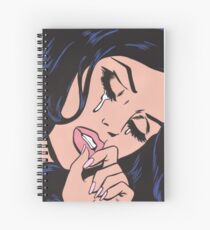 Black Hair Crying Comic Girl Spiral Notebook