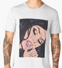 Schwarzes Haar weinendes komisches Mädchen Männer Premium T-Shirts