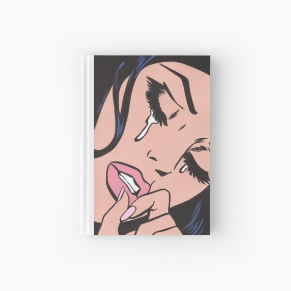 Black Hair Crying Comic Girl Hardcover Journal