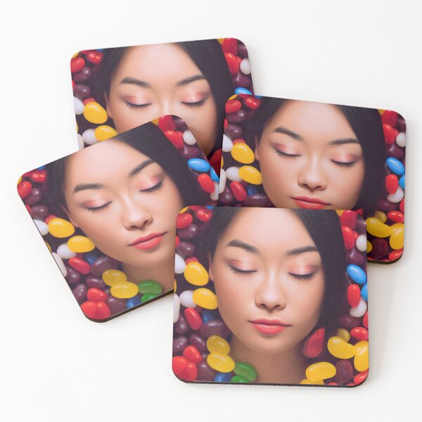 Item preview, Portrait Of A Beautiful Woman With Face Surrounded By Colorful Candy – Midjourney Art– Midjourney Art designed and sold by MadeByRobots.
