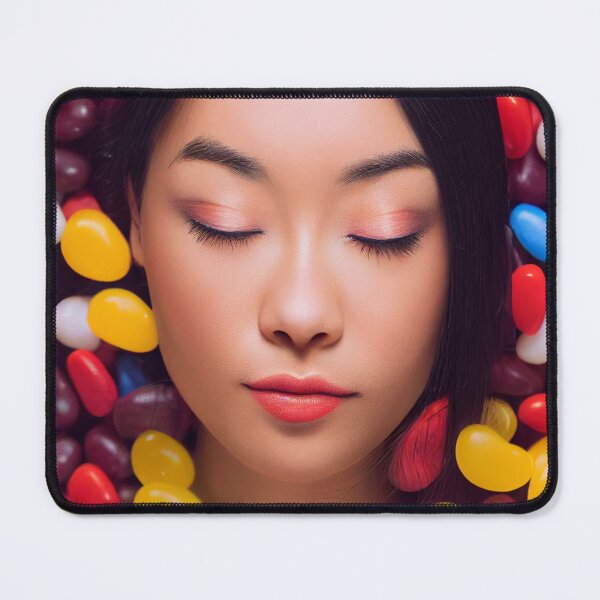 Item preview, Portrait Of A Beautiful Woman With Face Surrounded By Colorful Candy – Midjourney Art– Midjourney Art designed and sold by MadeByRobots.