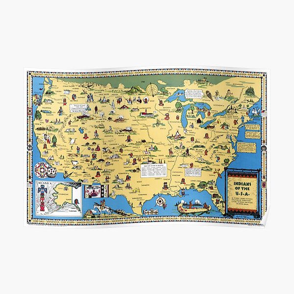 quot United States Indian Map showing - Poster,504x498,f8f8f8 Pad,600x600,f8f8f8