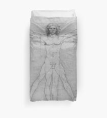 Leonardo da Vinci Vitruvian Man Pen on Paper with Angel Wings Duvet Cover