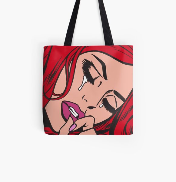 Red Hair Crying Comic Girl All Over Print Tote Bag