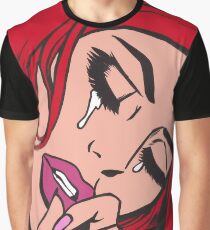 Red Hair Crying Comic Girl Graphic T-Shirt