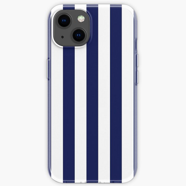 Classic Navy Blue and White Large Vertical Cabana Tent Stripe iPhone Soft Case