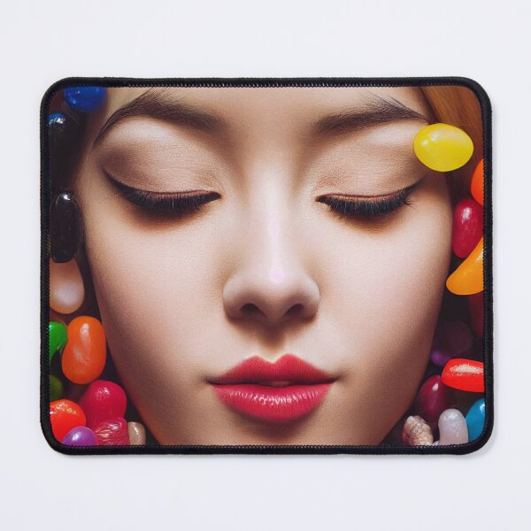 Item preview, Portrait Of A Beautiful Woman With Face Surrounded By Colorful Candy – Midjourney Art– Midjourney Art designed and sold by MadeByRobots.