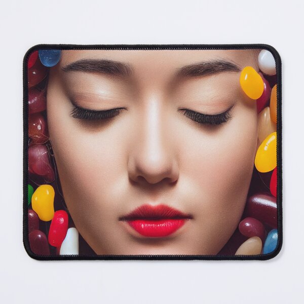 Item preview, Portrait Of A Beautiful Woman With Face Surrounded By Colorful Candy – Midjourney Art– Midjourney Art designed and sold by MadeByRobots.