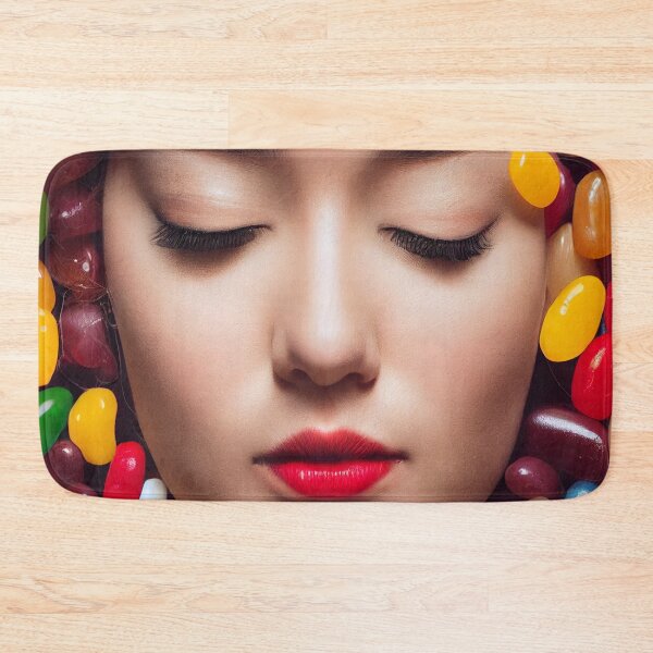 Item preview, Portrait Of A Beautiful Woman With Face Surrounded By Colorful Candy – Midjourney Art– Midjourney Art designed and sold by MadeByRobots.