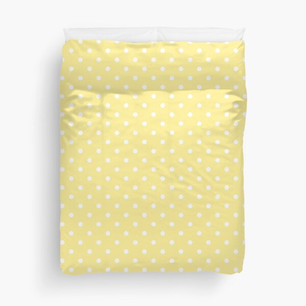 Buttermilk Yellow with White Polka Dots Spotted Pattern Duvet Cover