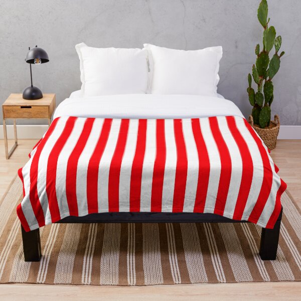 Large Christmas Red and White Cabana Tent Stripe Throw Blanket