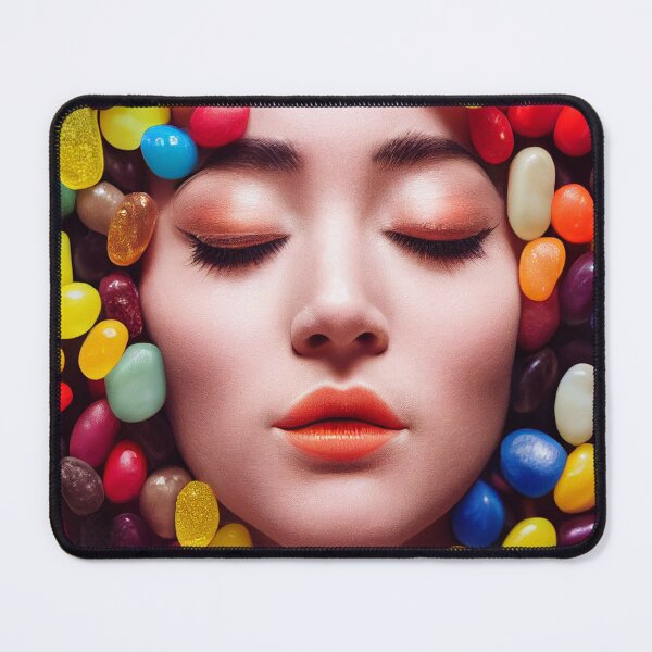 Item preview, Portrait Of A Beautiful Woman With Face Surrounded By Colorful Candy – Midjourney Art– Midjourney Art designed and sold by MadeByRobots.