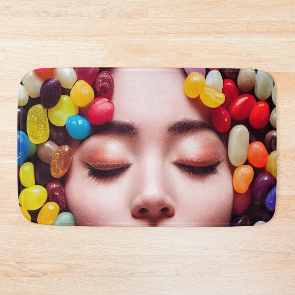 Item preview, Portrait Of A Beautiful Woman With Face Surrounded By Colorful Candy – Midjourney Art– Midjourney Art designed and sold by MadeByRobots.