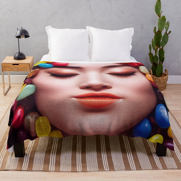 Item preview, Portrait Of A Beautiful Woman With Face Surrounded By Colorful Candy – Midjourney Art– Midjourney Art designed and sold by MadeByRobots.