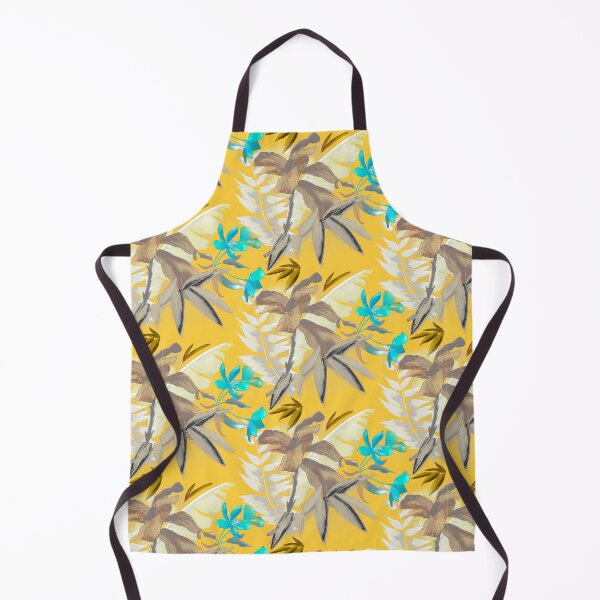 Item preview, tropical heaven trendy exotic floral pattern, leaves and flowers tropical pattern, botanical illustration, yellow turquoise floral illustration designed and sold by ZeinabTaha.