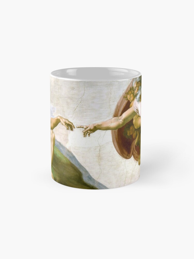 Alternate view of The Creation of Adam Painting by Michelangelo Sistine Chapel Mug