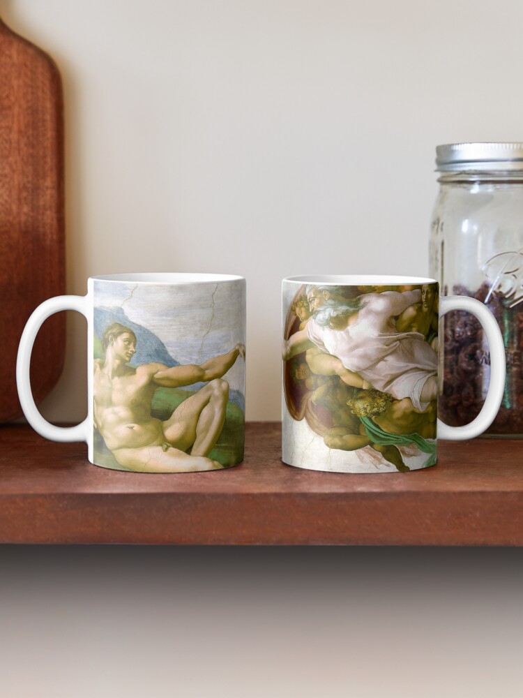 Alternate view of The Creation of Adam Painting by Michelangelo Sistine Chapel Mug