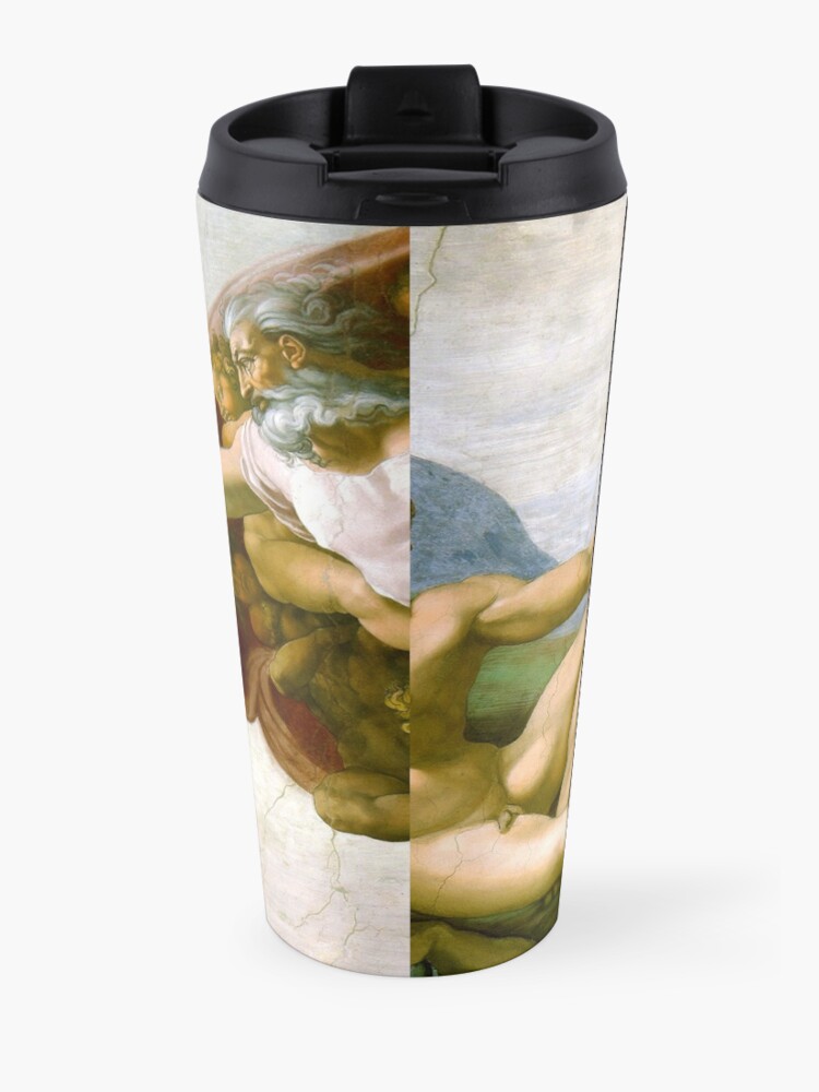 Alternate view of The Creation of Adam Painting by Michelangelo Sistine Chapel Travel Mug