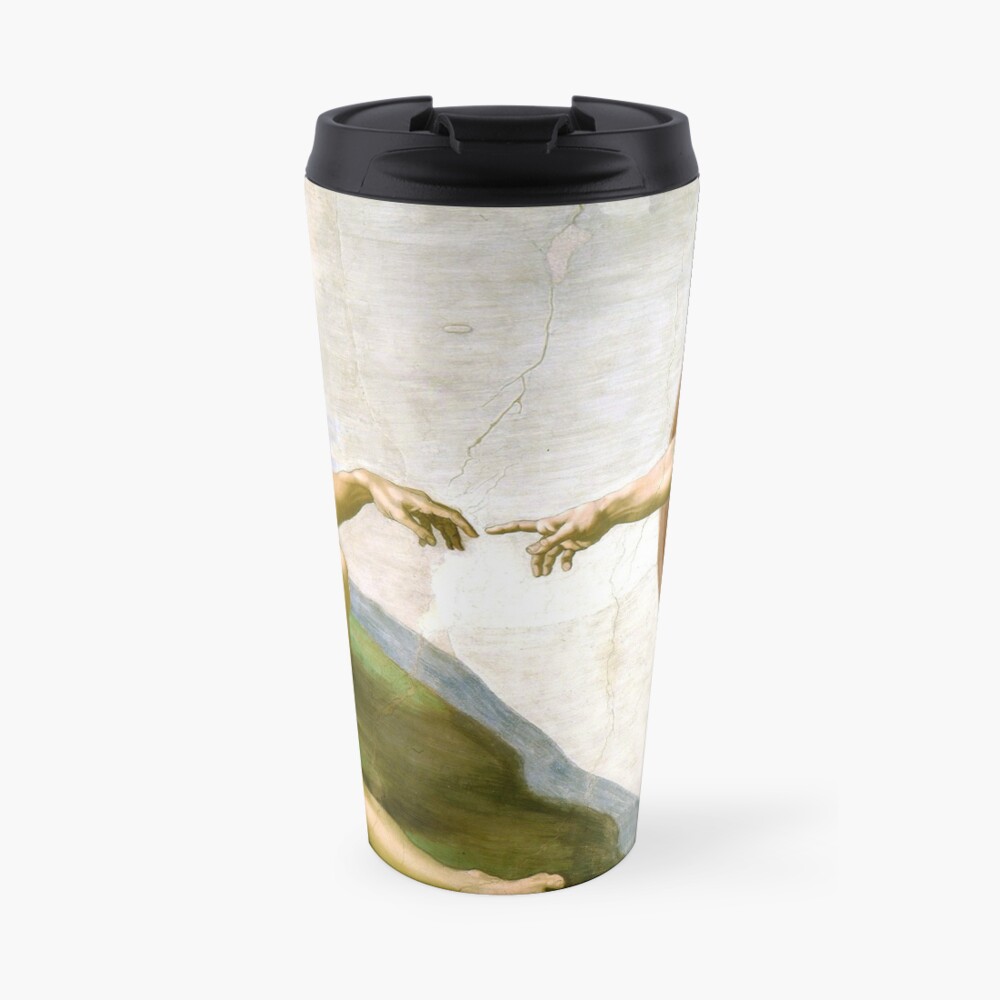 The Creation of Adam Painting by Michelangelo Sistine Chapel Travel Mug