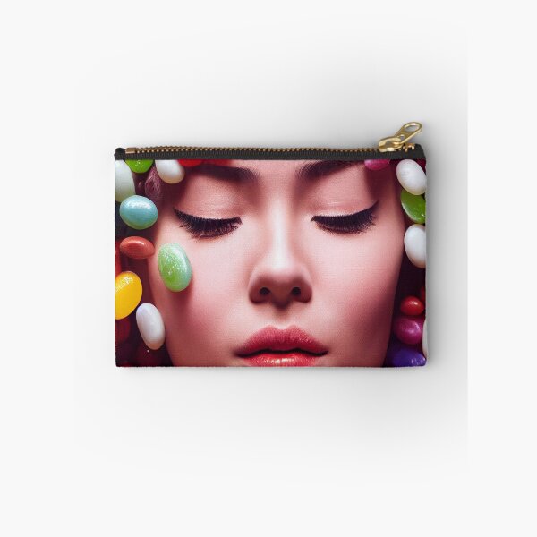 Item preview, Portrait Of A Beautiful Woman With Face Surrounded By Colorful Candy – Midjourney Art– Midjourney Art designed and sold by MadeByRobots.