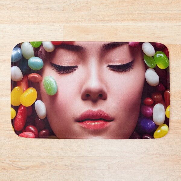 Item preview, Portrait Of A Beautiful Woman With Face Surrounded By Colorful Candy – Midjourney Art– Midjourney Art designed and sold by MadeByRobots.