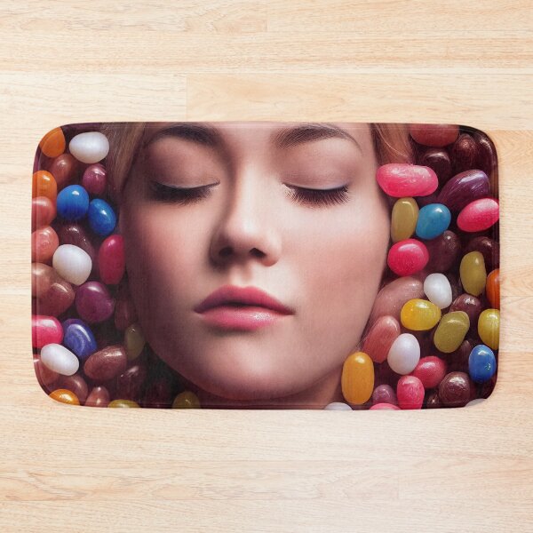 Item preview, Portrait Of A Beautiful Woman With Face Surrounded By Sweet Colorful Candy – Midjourney Art– Midjourney Art designed and sold by MadeByRobots.