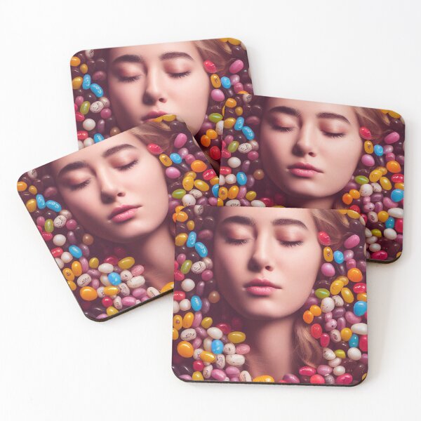 Item preview, Portrait Of A Beautiful Woman With Face Surrounded By Sweet Colorful Candy – Midjourney Art– Midjourney Art designed and sold by MadeByRobots.