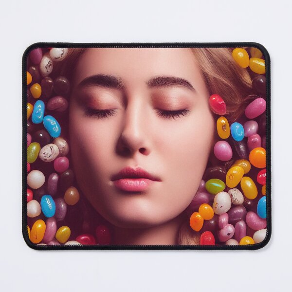 Item preview, Portrait Of A Beautiful Woman With Face Surrounded By Sweet Colorful Candy – Midjourney Art– Midjourney Art designed and sold by MadeByRobots.
