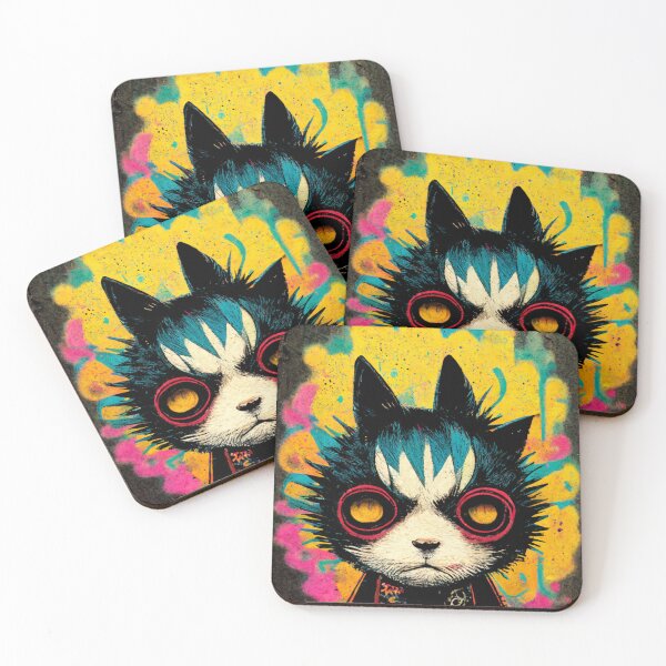Item preview, punk rock cat colorful paint spray designed and sold by keyd-studio.