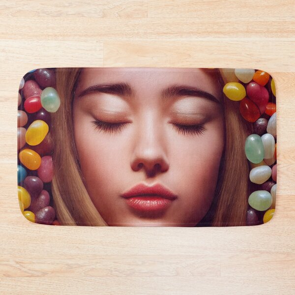Item preview, Portrait Of A Beautiful Woman With Face Surrounded By Sweet Colorful Candy – Midjourney Art– Midjourney Art designed and sold by MadeByRobots.