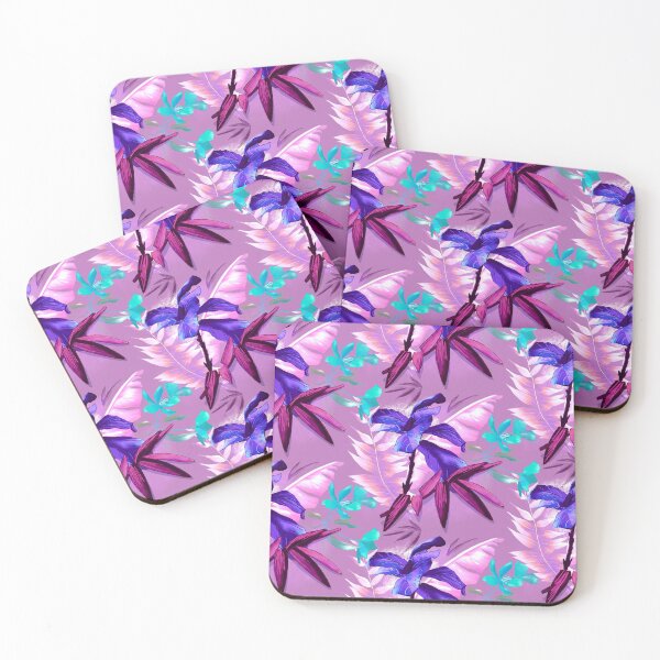 Item preview, Tropical heaven trendy exotic floral pattern, leaves and flowers tropical pattern, botanical illustration, light purple floral illustration   designed and sold by ZeinabTaha.