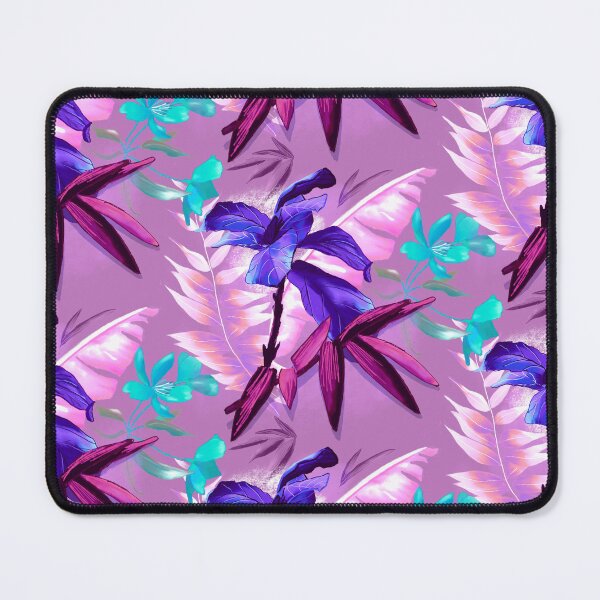Item preview, Tropical heaven trendy exotic floral pattern, leaves and flowers tropical pattern, botanical illustration, light purple floral illustration designed and sold by ZeinabTaha.