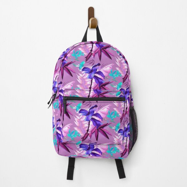 Item preview, Tropical heaven trendy exotic floral pattern, leaves and flowers tropical pattern, botanical illustration, light purple floral illustration designed and sold by ZeinabTaha.