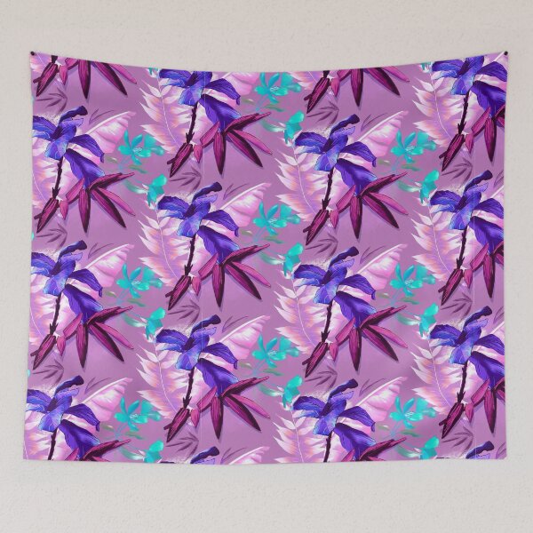 Item preview, Tropical heaven trendy exotic floral pattern, leaves and flowers tropical pattern, botanical illustration, light purple floral illustration   designed and sold by ZeinabTaha.
