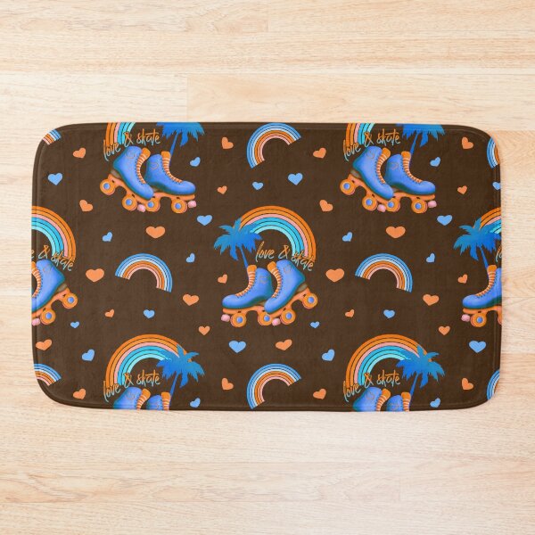 Item preview, Love and Skate, Rainbow, Hearts, Blue Orange, Retro Roller Skates Pattern designed and sold by Guided by Light Art.