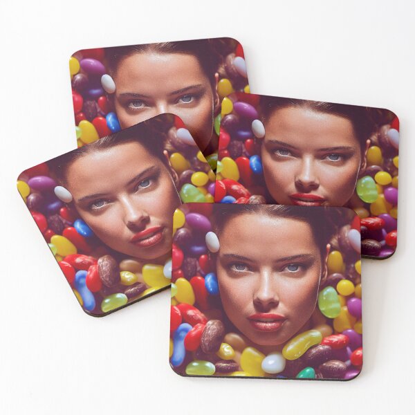 Item preview, Portrait Of A Beautiful Woman With Face Surrounded By Sweet Colorful Candy – Midjourney Art– Midjourney Art designed and sold by MadeByRobots.