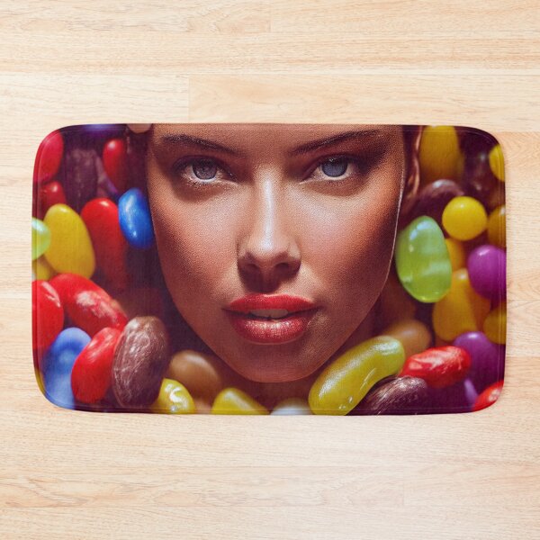 Item preview, Portrait Of A Beautiful Woman With Face Surrounded By Sweet Colorful Candy – Midjourney Art– Midjourney Art designed and sold by MadeByRobots.
