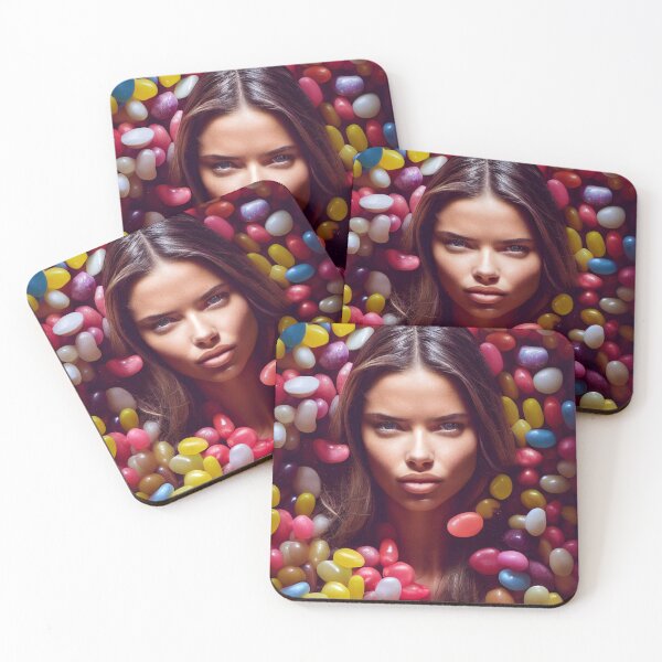 Item preview, Portrait Of A Beautiful Woman With Face Surrounded By Sweet Colorful Candy – Midjourney Art– Midjourney Art designed and sold by MadeByRobots.