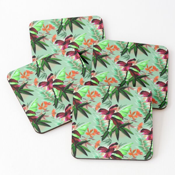 Item preview, Tropical heaven trendy exotic floral pattern, leaves and flowers tropical pattern, botanical illustration, green mint floral illustration   designed and sold by ZeinabTaha.