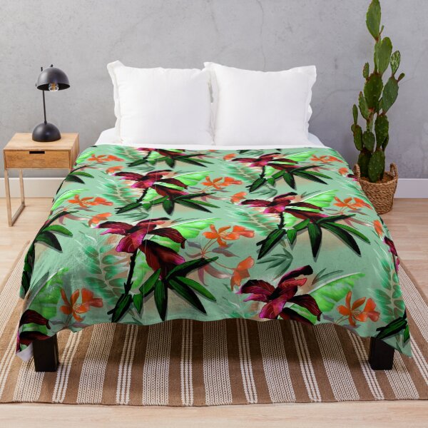 Item preview, Tropical heaven trendy exotic floral pattern, leaves and flowers tropical pattern, botanical illustration, green mint floral illustration designed and sold by ZeinabTaha.