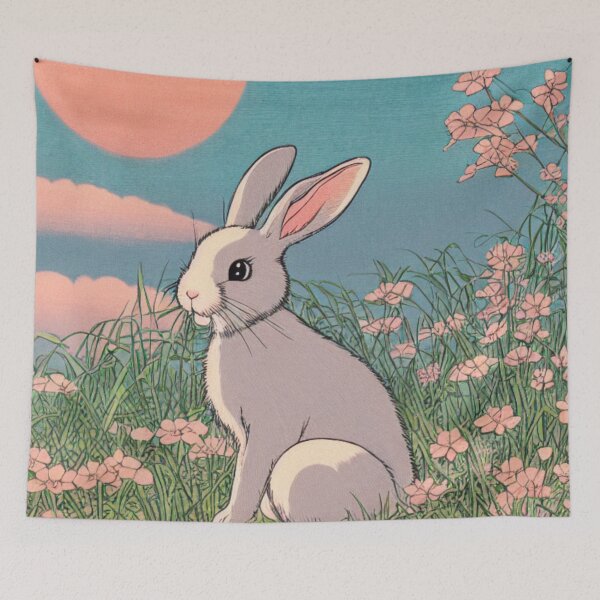 Item preview, Lindo bebé conejito blanco Conejo blanco americano de Florida en campo de flores designed and sold by wigobun.