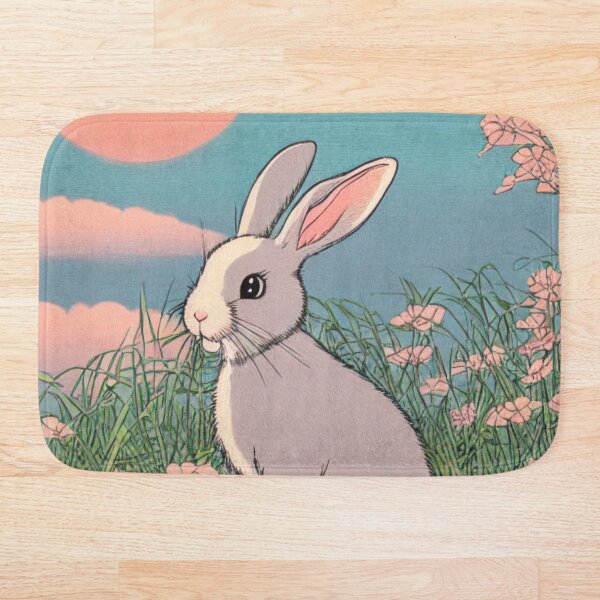 Item preview, Cute White Baby Bunny American Florida White Rabbit in Flower Field designed and sold by wigobun.